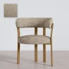 Woonkamer fauteuil met armleuningen bekleed met Chenille – Eikenhouten-effect poten – Ergonomisch en modern ontwerp – Okare image 9
