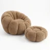 Fauteuil met Poef Bekleed – Zachte Stof – Rubi image 9