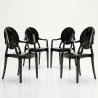 Set van 4 eetkamerstoelen - Transparant - Design met armleuningen - Louis XIV image 9