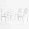 Set van 4 eetkamerstoelen - Transparant - Design met armleuningen - Louis XIV image 9