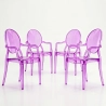 Set van 4 eetkamerstoelen - Transparant - Design met armleuningen - Louis XIV image 9