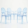 Set van 4 eetkamerstoelen - Transparant - Design met armleuningen - Louis XIV image 9