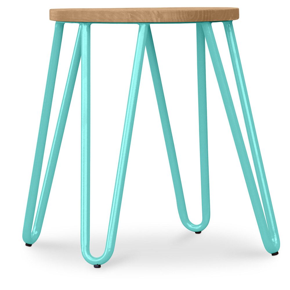 Barkruk rond - Industrieel Ontwerp - Hout & Staal - 44cm - Hairpin image 8