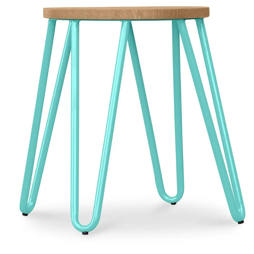 Barkruk rond - Industrieel Ontwerp - Hout & Staal - 44cm - Hairpin image 8