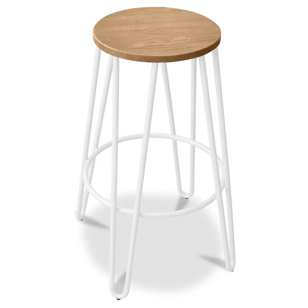 Ronde Kruk - Industrieel Ontwerp - Hout & Metaal - 66cm - Hairpin image 8