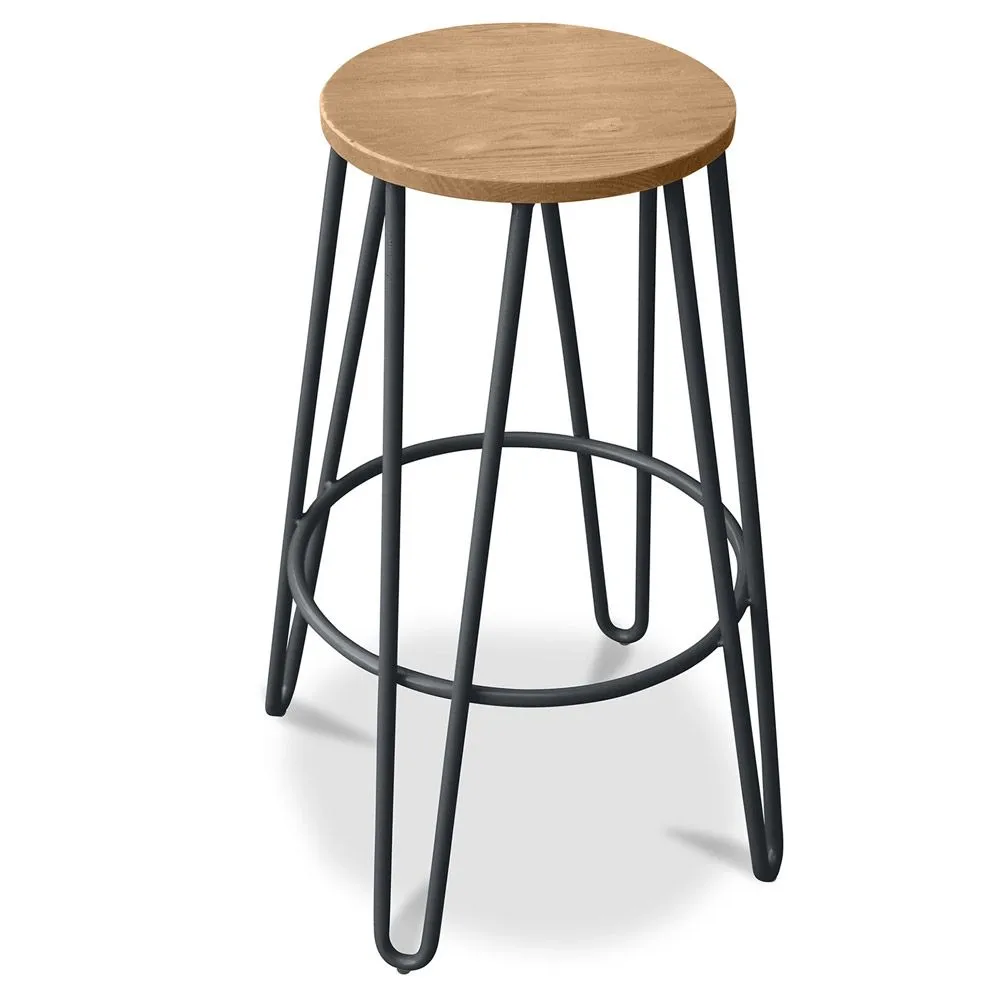 Ronde Kruk - Industrieel Ontwerp - Hout & Metaal - 66cm - Hairpin image 8