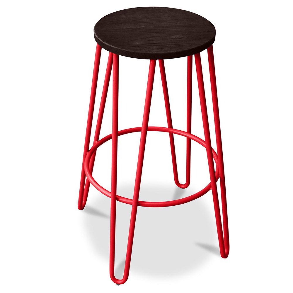 Ronde Kruk - Industrieel Ontwerp - Hout & Metaal - 66cm - Hairpin image 8