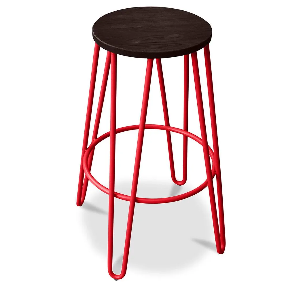 Ronde Kruk - Industrieel Ontwerp - Hout & Metaal - 66cm - Hairpin image 8