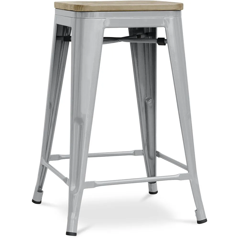 Barkruk industrieel ontwerp - hout & staal - 61cm - Stylix image 8