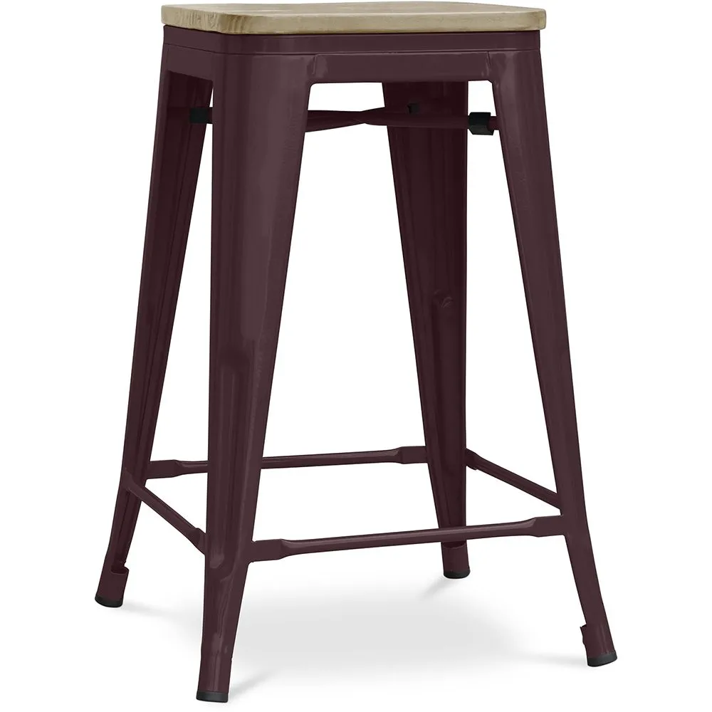 Barkruk industrieel ontwerp - hout & staal - 61cm - Stylix image 8