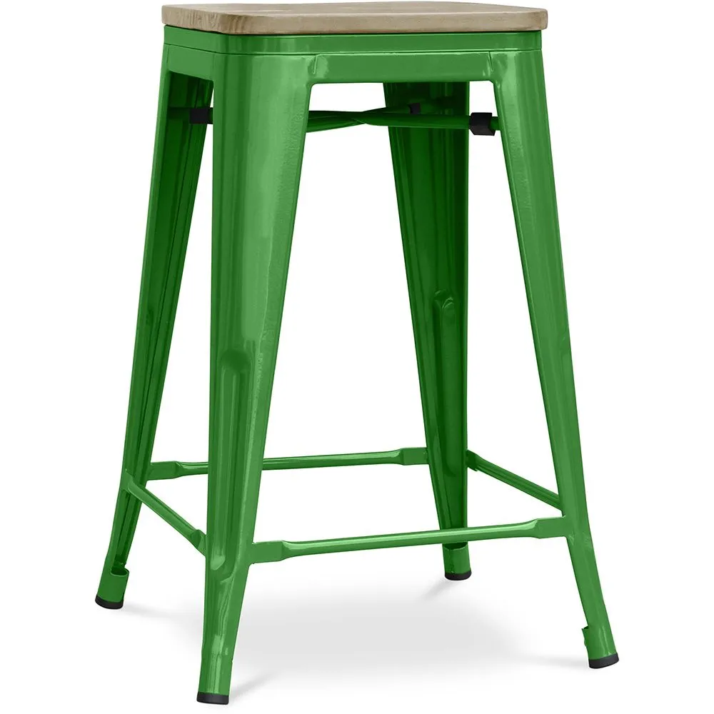 Barkruk industrieel ontwerp - hout & staal - 61cm - Stylix image 8