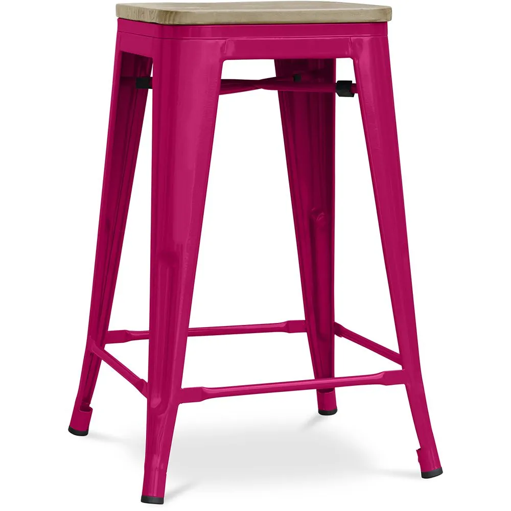 Barkruk industrieel ontwerp - hout & staal - 61cm - Stylix image 8