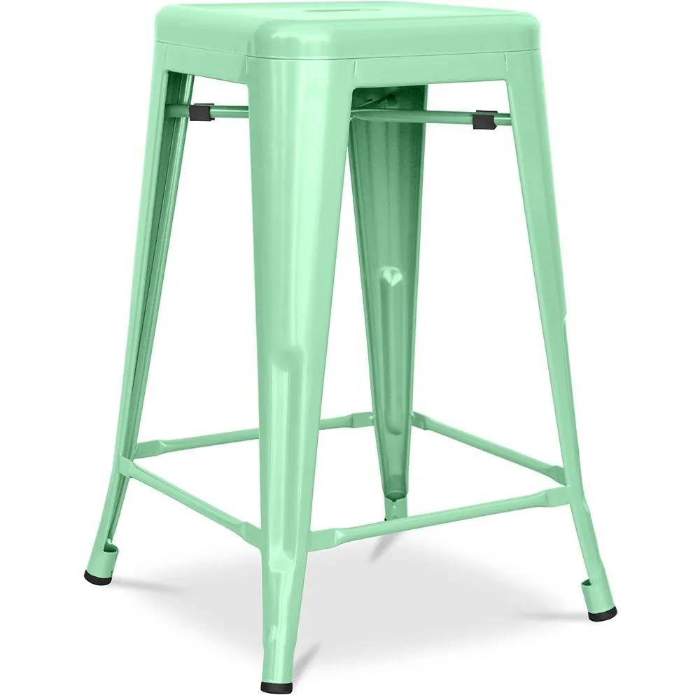 Barkruk industrieel ontwerp - mat staal - 60cm - Stylix image 8