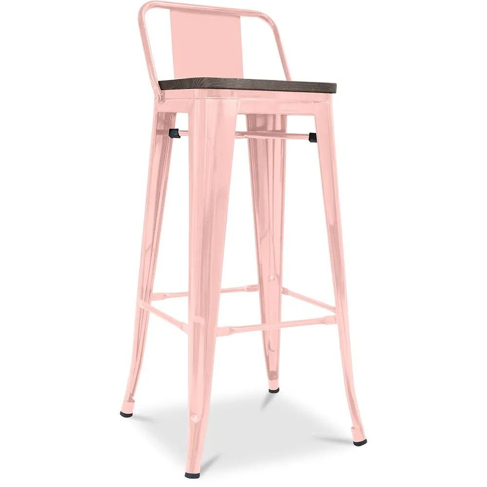Industriële Design Barkruk met Rugleuning - Hout & Staal - 76cm - Stylix image 8