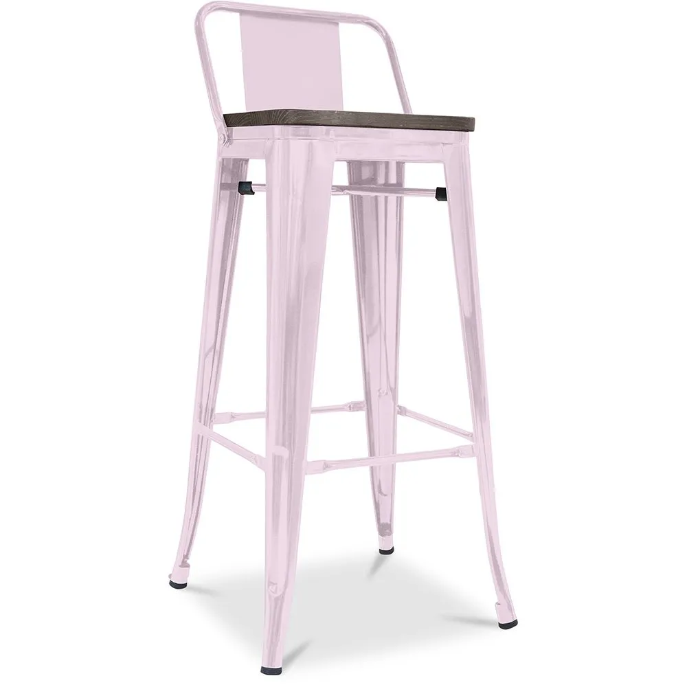 Industriële Design Barkruk met Rugleuning - Hout & Staal - 76cm - Stylix image 8