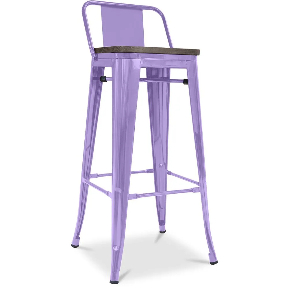 Industriële Design Barkruk met Rugleuning - Hout & Staal - 76cm - Stylix image 8