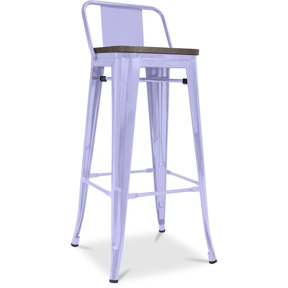 Industriële Design Barkruk met Rugleuning - Hout & Staal - 76cm - Stylix image 8