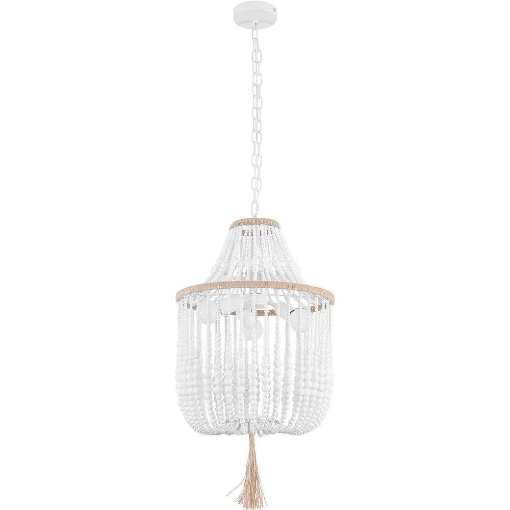 Houten Ballen Plafondlamp - Hanglamp Boho Bali Stijl - Lawan image 8