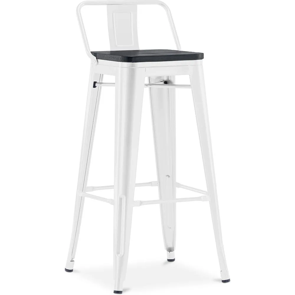 Barkruk met Rugleuning - Industrieel Ontwerp - Hout & Staal - 76cm - Stylix image 8