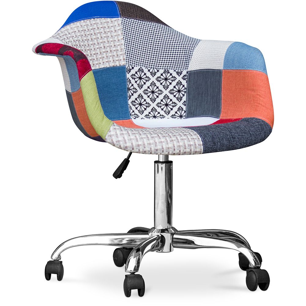 Bureaustoel met armleuningen - Bureaustoel met wielen - Gestoffeerd in patchwork - Pixi image 8