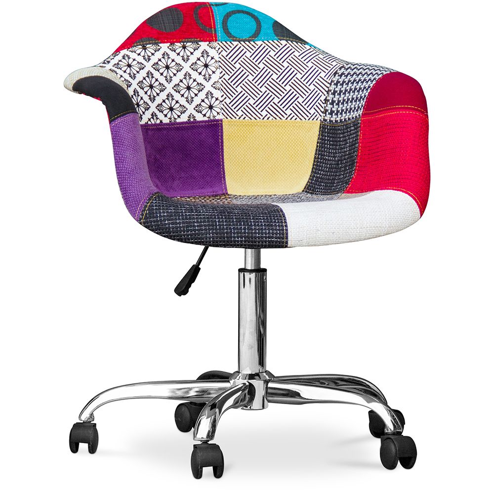 Bureaustoel met armleuningen - Bureaustoel met wielen - Gestoffeerd in patchwork - Ray image 8
