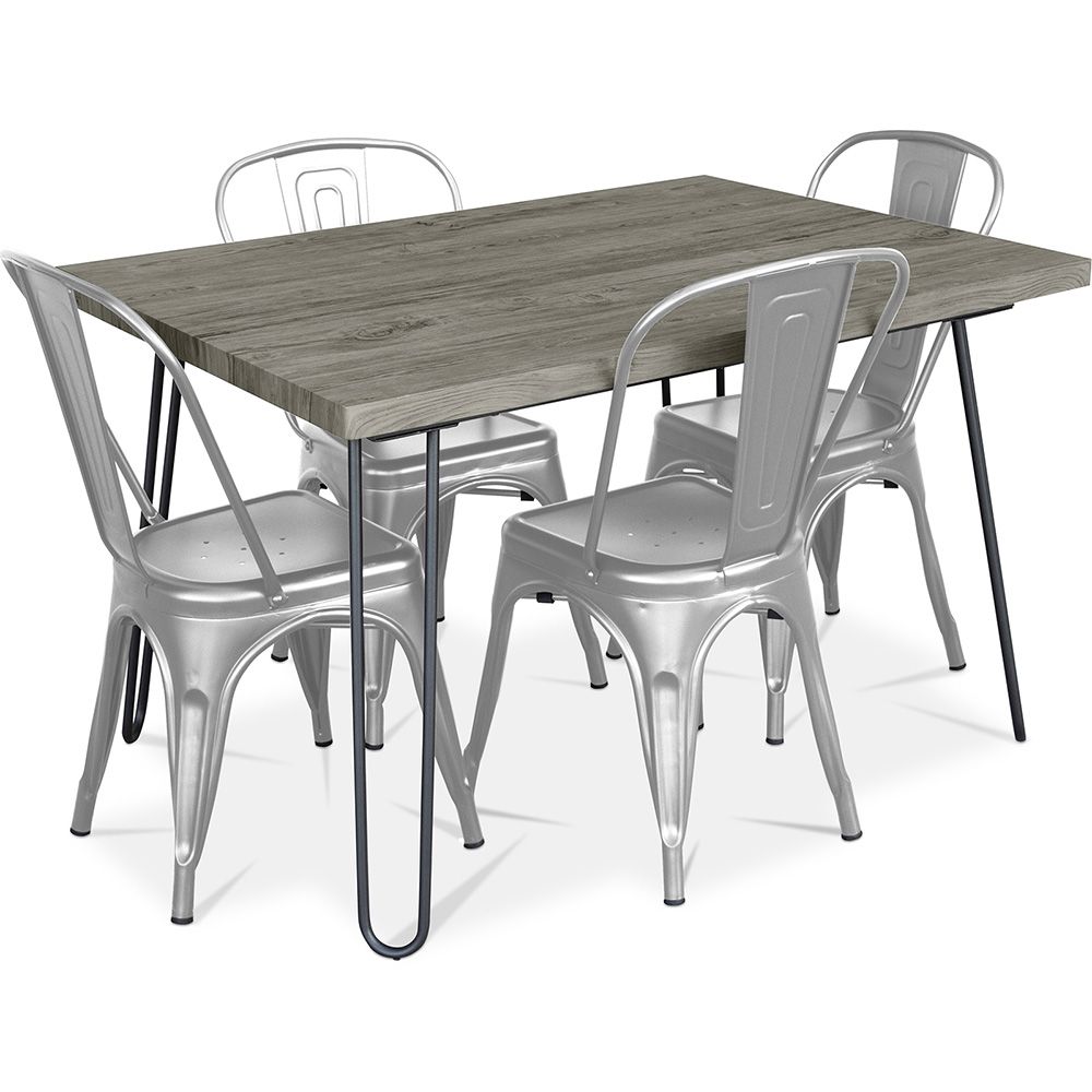 Industrieel ontwerp eettafel 120cm + set van 4 eetkamerstoelen - Industrieel ontwerp - Hairpin Stylix image 8