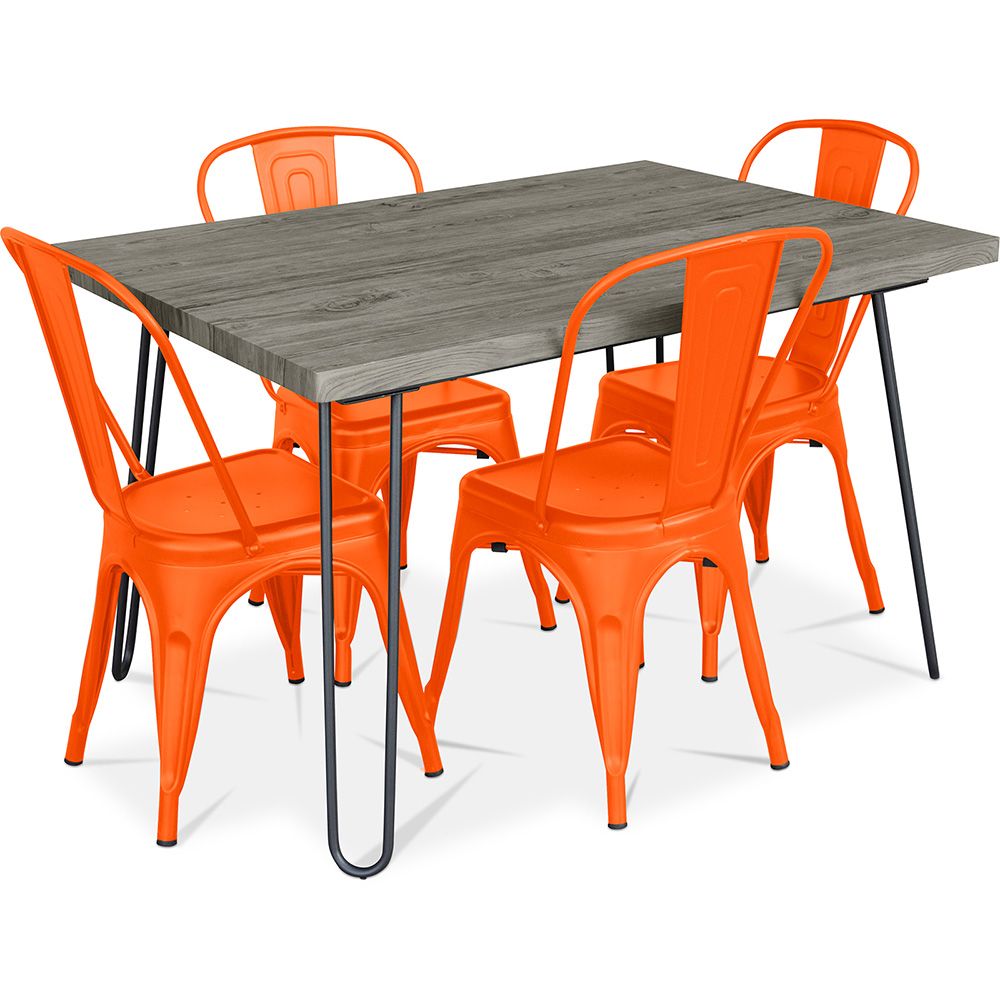 Industrieel ontwerp eettafel 120cm + set van 4 eetkamerstoelen - Industrieel ontwerp - Hairpin Stylix image 8