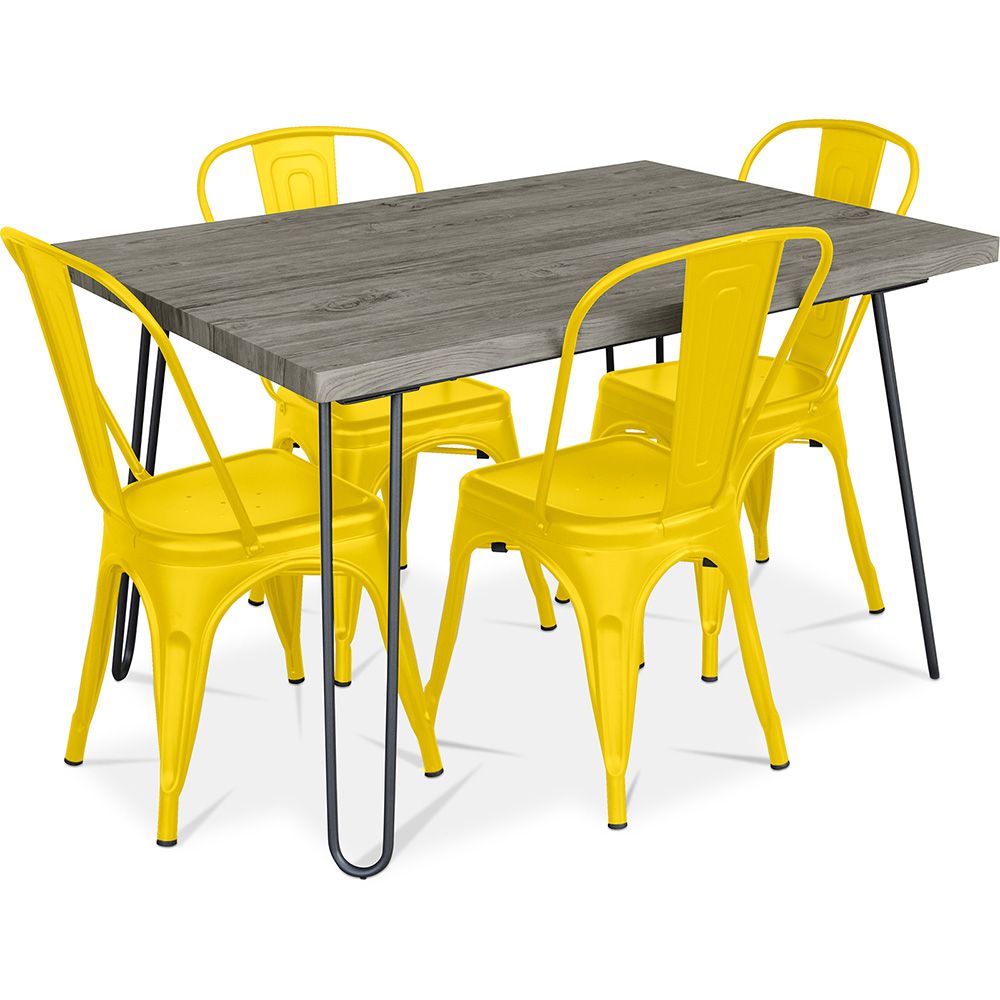 Industrieel ontwerp eettafel 120cm + set van 4 eetkamerstoelen - Industrieel ontwerp - Hairpin Stylix image 8