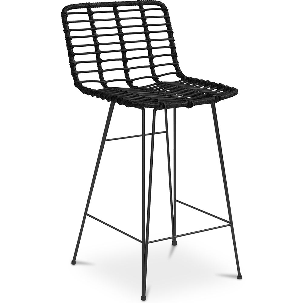 Rieten barkruk met rugleuning - Boho Bali Design - 75cm - Catori image 8