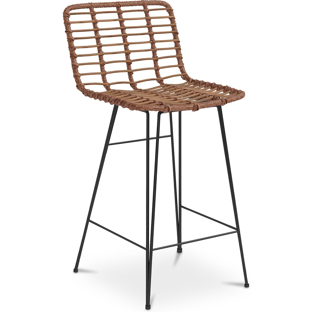 Rieten barkruk met rugleuning - Boho Bali Design - 75cm - Catori image 8