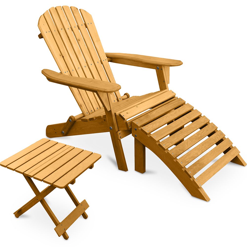 Buitenstoel met voetenbankje en tuintafel - Hout - Alana image 8