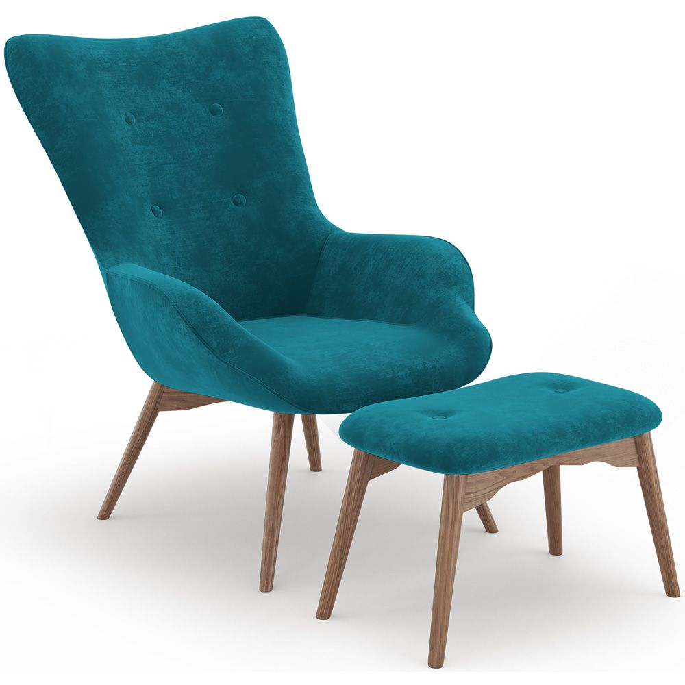 Fauteuil met Voetsteun - Bekleed in Fluweel - Scandinavische Stijl - Huda image 8