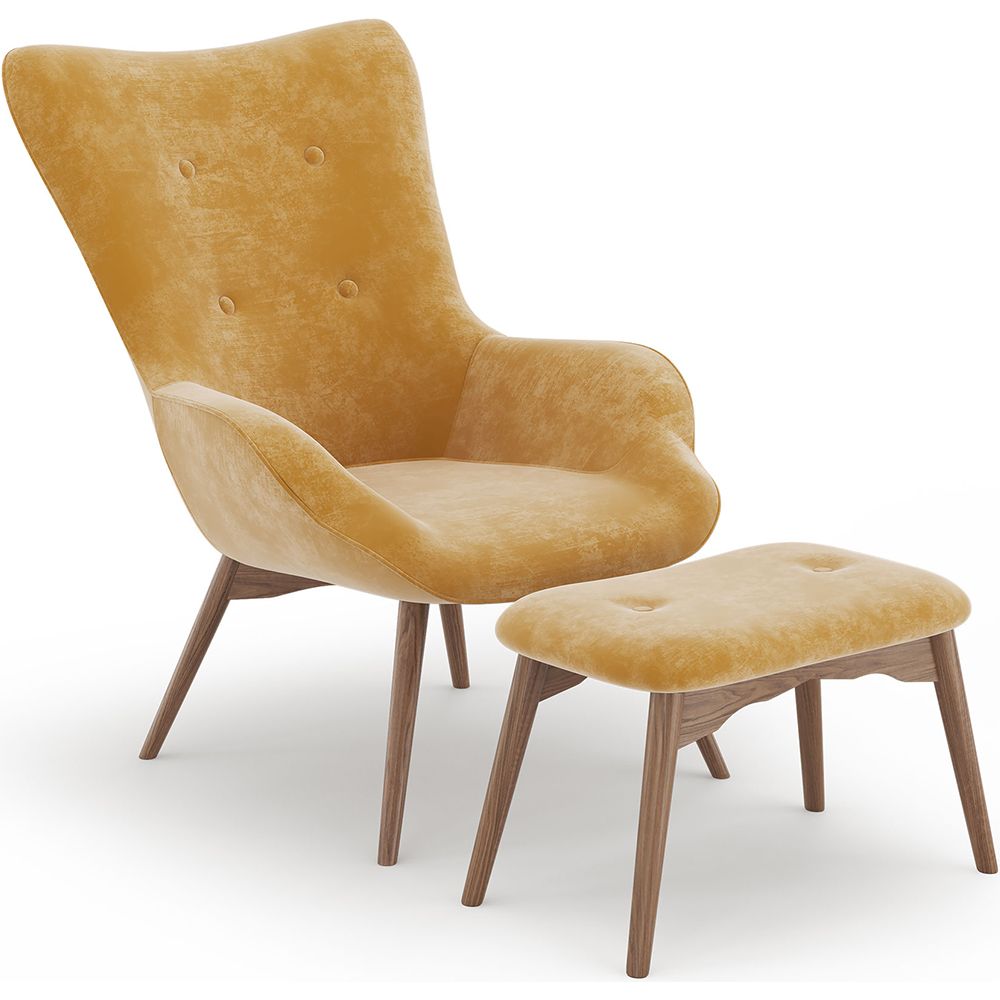Fauteuil met Voetsteun - Bekleed in Fluweel - Scandinavische Stijl - Huda image 8