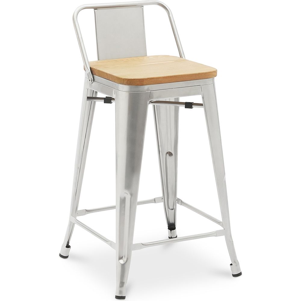 Barkruk met rugleuning - Industrieel Ontwerp - Hout & Staal - 60cm - Nieuwe Editie - Stylix image 8