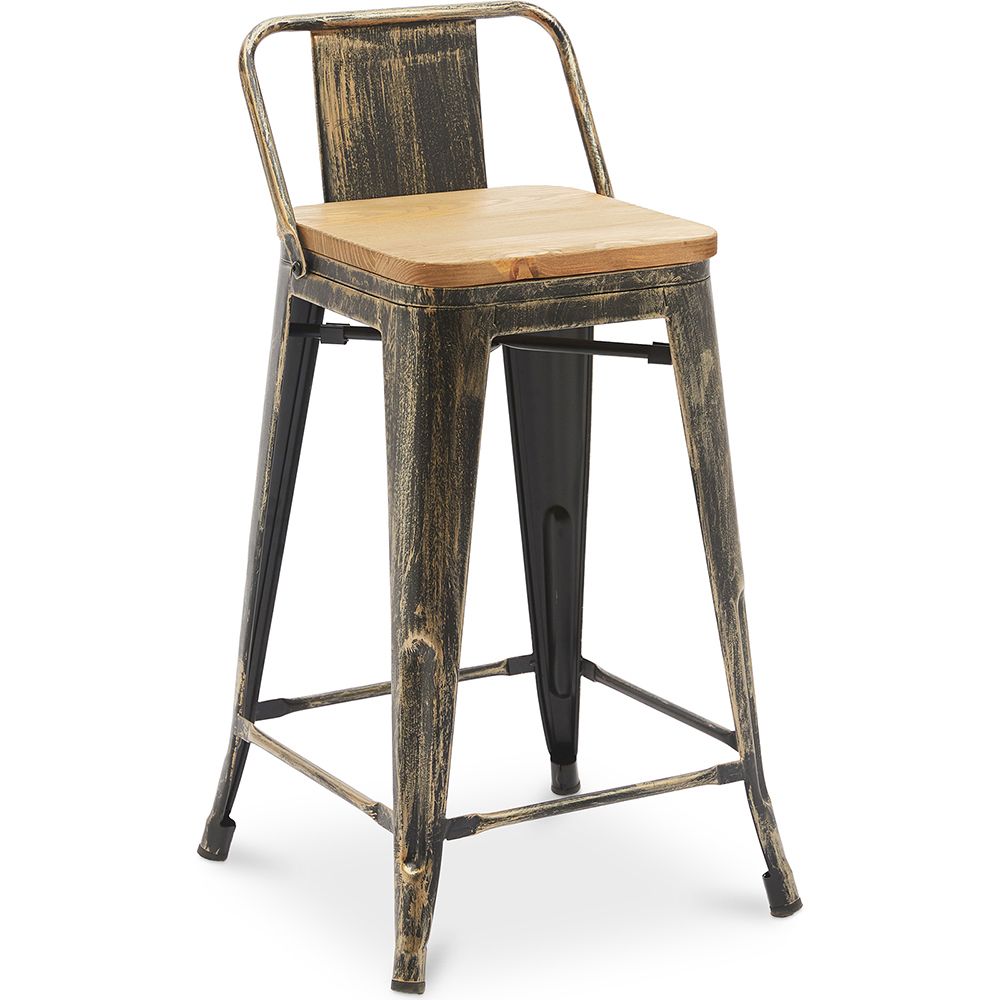 Barkruk met rugleuning - Industrieel Ontwerp - Hout & Staal - 60cm - Nieuwe Editie - Stylix image 8