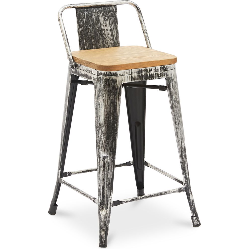 Barkruk met rugleuning - Industrieel Ontwerp - Hout & Staal - 60cm - Nieuwe Editie - Stylix image 8