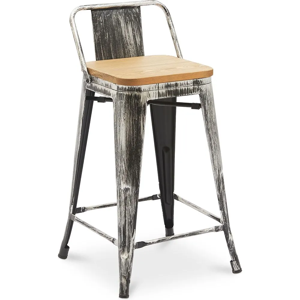 Barkruk met rugleuning - Industrieel Ontwerp - Hout & Staal - 60cm - Nieuwe Editie - Stylix image 8