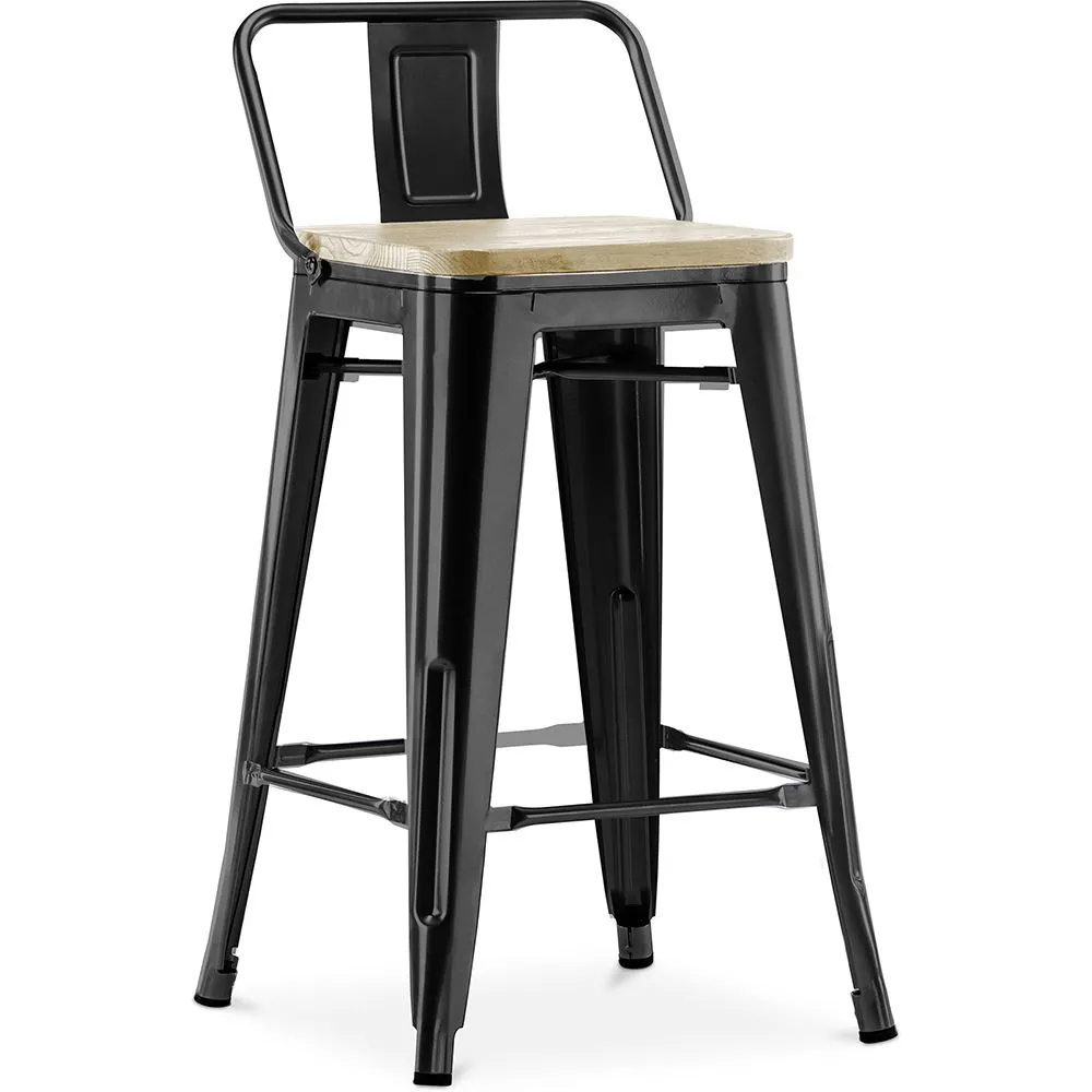 Barkruk met rugleuning - Industrieel Ontwerp - Hout & Staal - 60cm - Nieuwe Editie - Stylix image 8