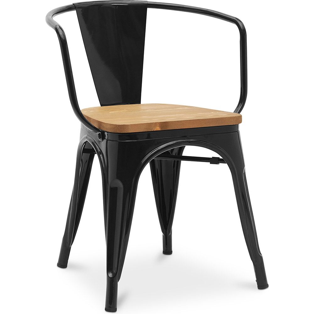 Eetkamerstoel met armleuningen - Industrieel ontwerp - Hout en staal - Nieuwe editie - Stylix image 8