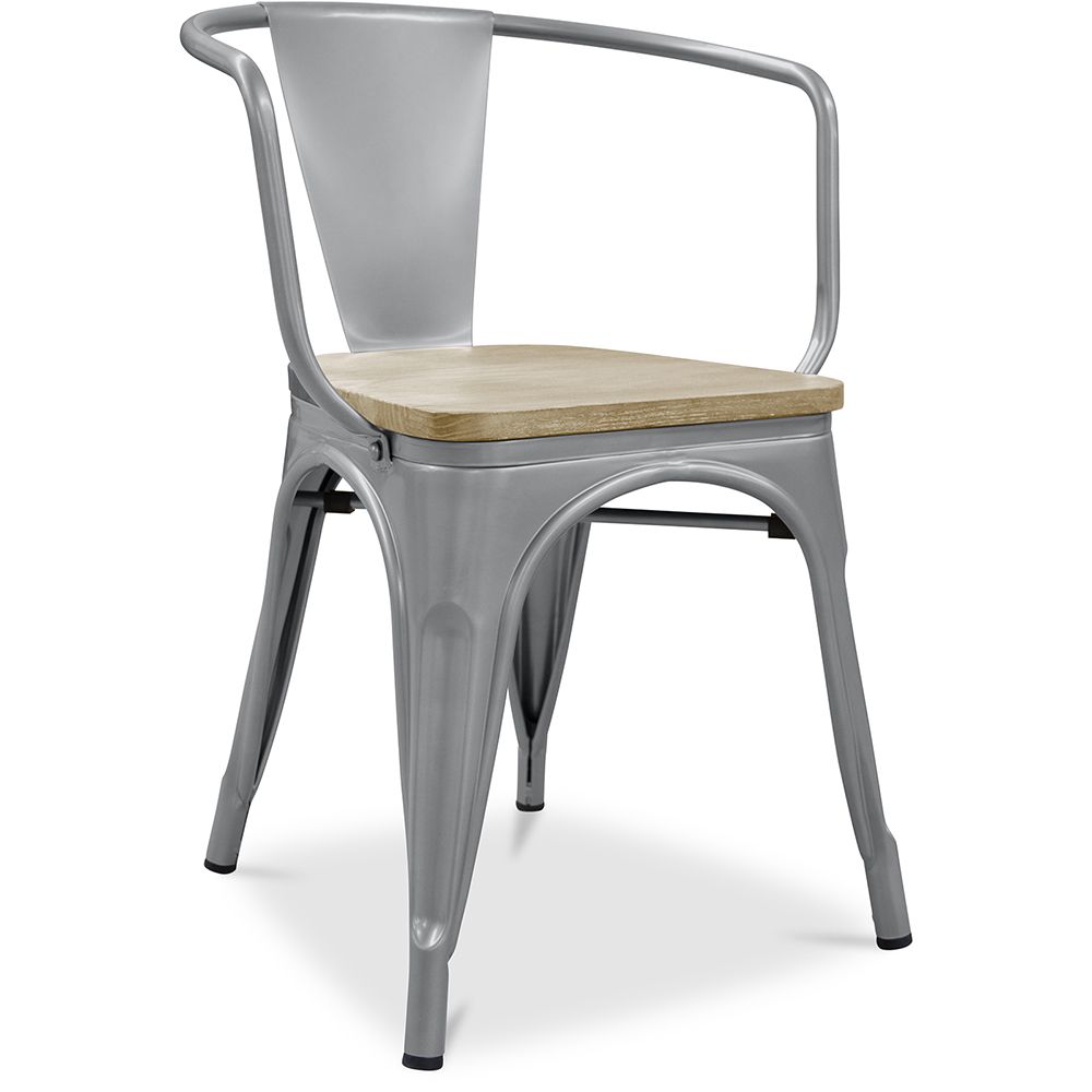 Eetkamerstoel met armleuningen - Industrieel ontwerp - Hout en staal - Nieuwe editie - Stylix image 8