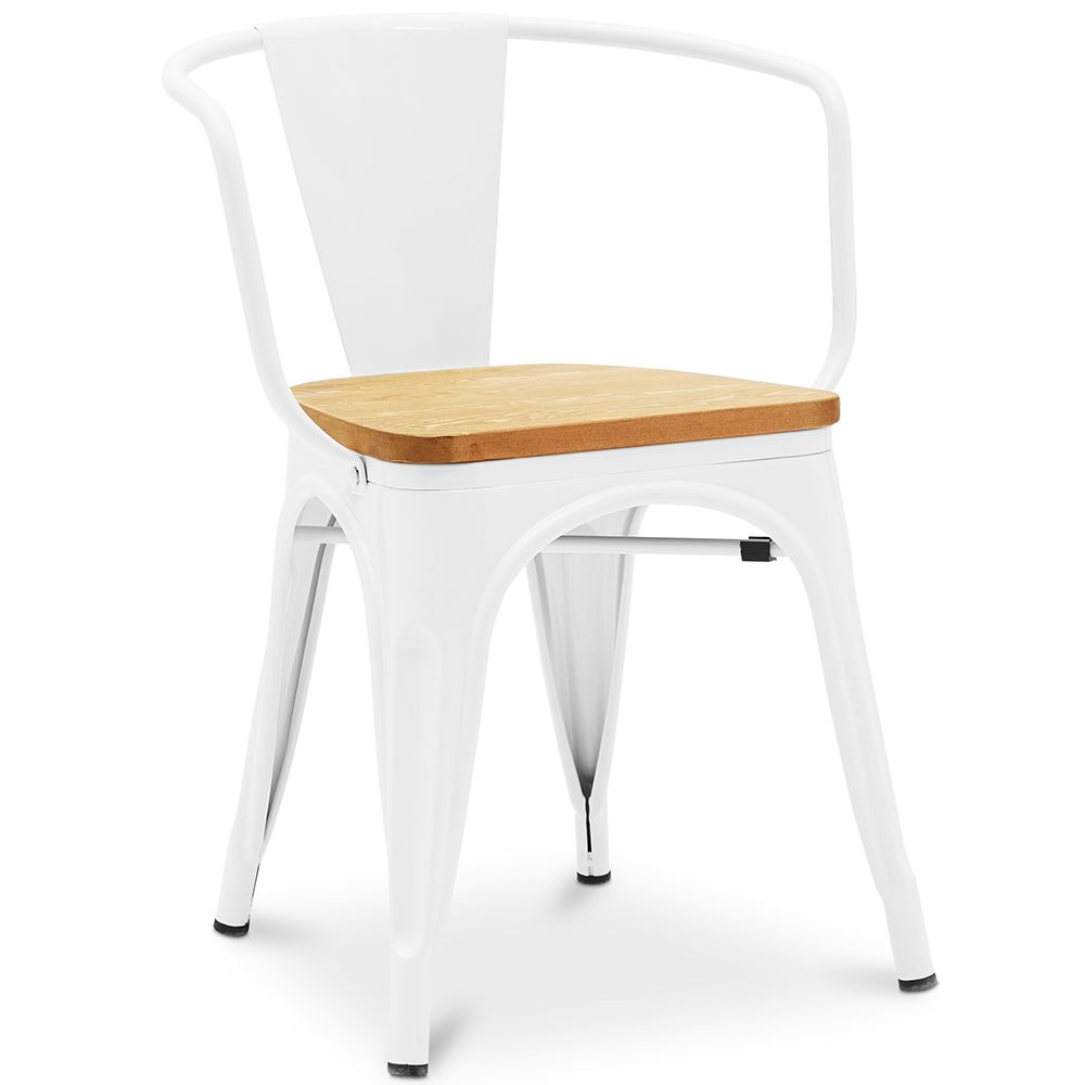 Eetkamerstoel met armleuningen - Industrieel ontwerp - Hout en staal - Nieuwe editie - Stylix image 8