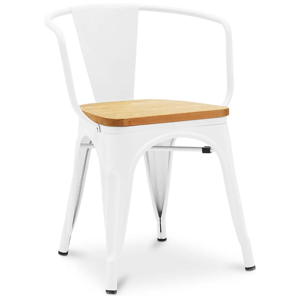 Eetkamerstoel met armleuningen - Industrieel ontwerp - Hout en staal - Nieuwe editie - Stylix image 8
