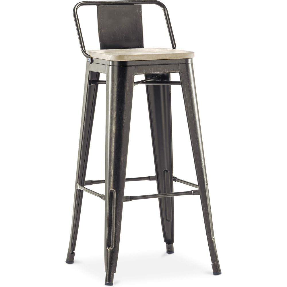 Barkruk met Rugleuning - Industrieel Ontwerp - Hout & Staal - 76cm - Nieuwe Editie - Stylix image 8