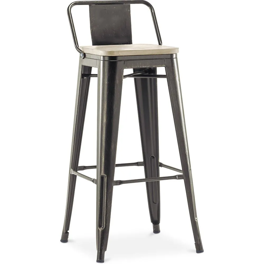 Barkruk met Rugleuning - Industrieel Ontwerp - Hout & Staal - 76cm - Nieuwe Editie - Stylix image 8