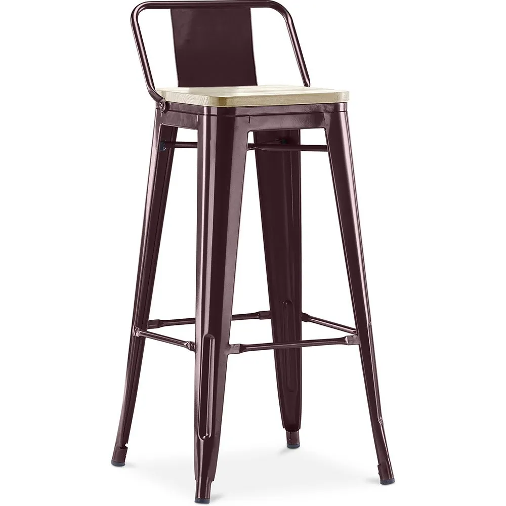 Barkruk met Rugleuning - Industrieel Ontwerp - Hout & Staal - 76cm - Nieuwe Editie - Stylix image 8