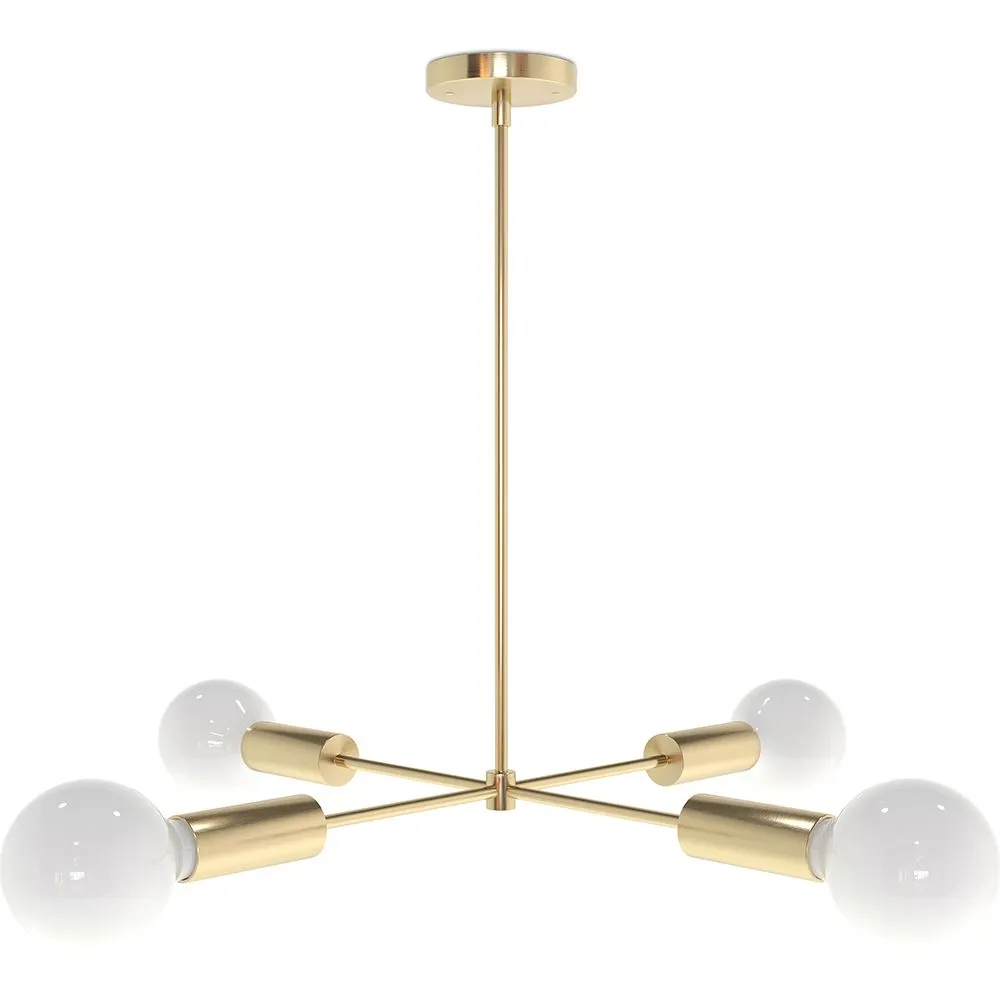 Gouden Plafondlamp - Design Hanglamp - 4 armen - Retan image 8