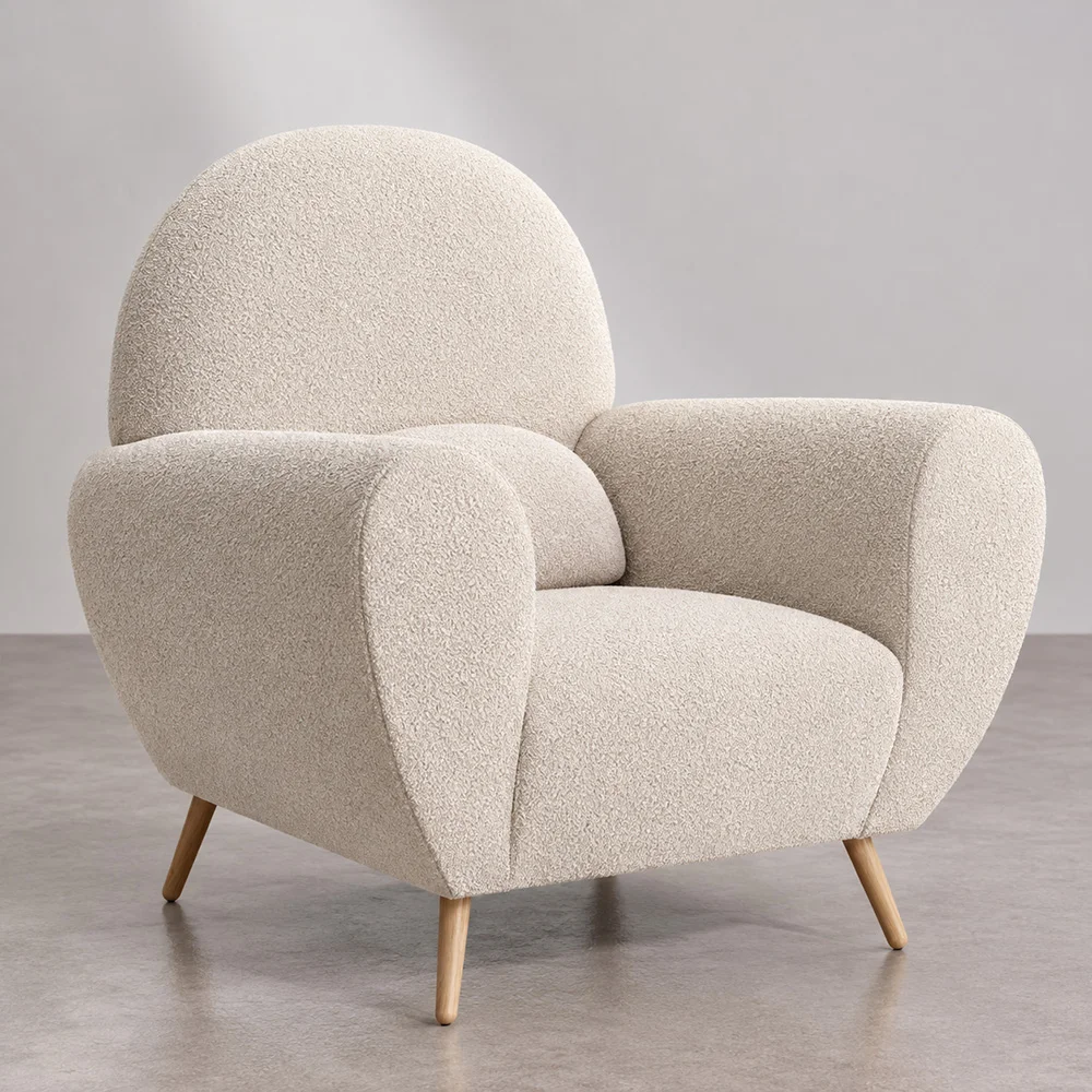 Fauteuil met armleuningen - Bekleed met boucléstof - Belise image 8
