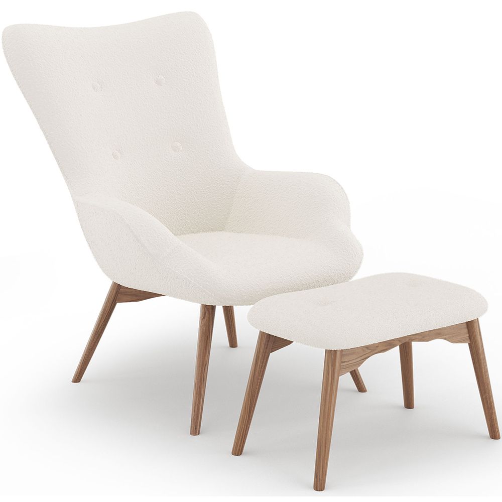 Fauteuil met voetensteun - Gestoffeerd in Bouclé stof - Huda image 8