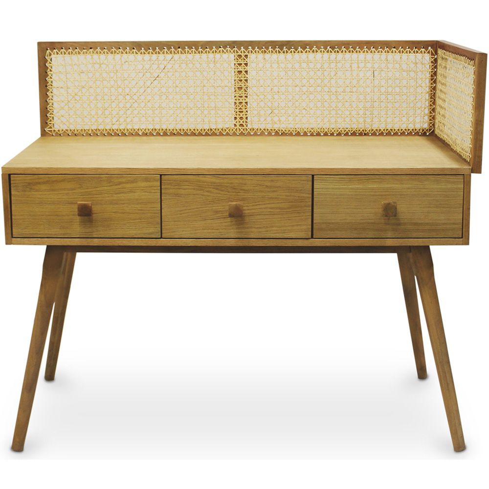 Houten en rotan schrijftafel met laden - Vintage Design - Oka image 8