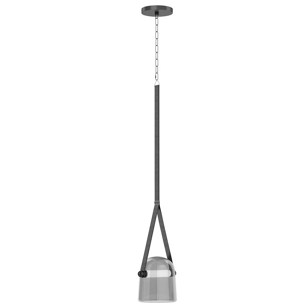 Plafondlamp - Hanglamp - Leer en Glas - Bim image 8